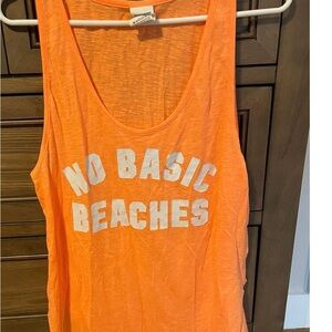 PINK Victoria's Secret Orange Graphic Muscle Tee Relaxed Fit